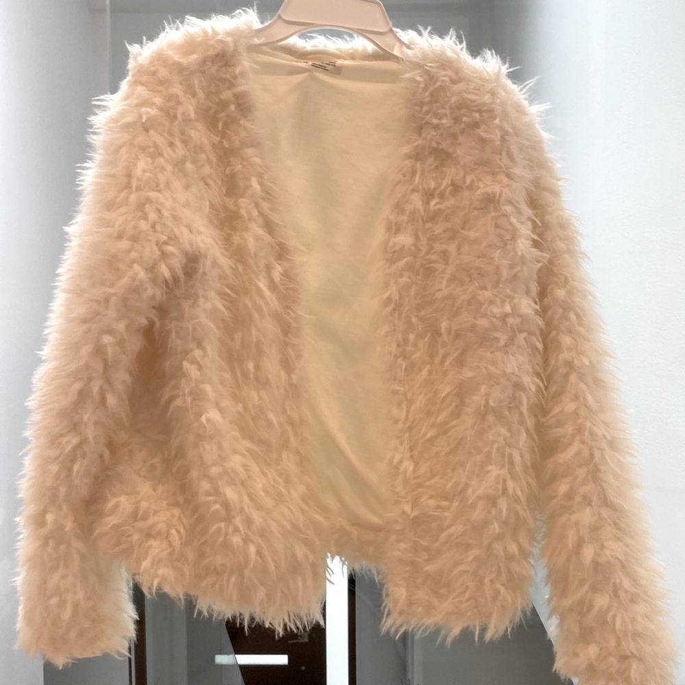 HM White furry jacket